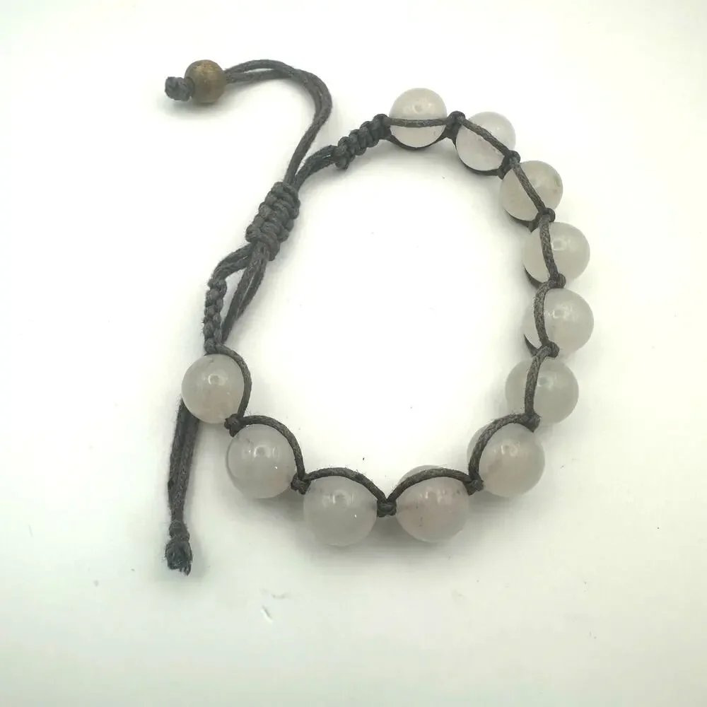 Rose Quartz Shamballa Bracelet Boho Bracelet Lot of 2 Black Lava Stone Beads